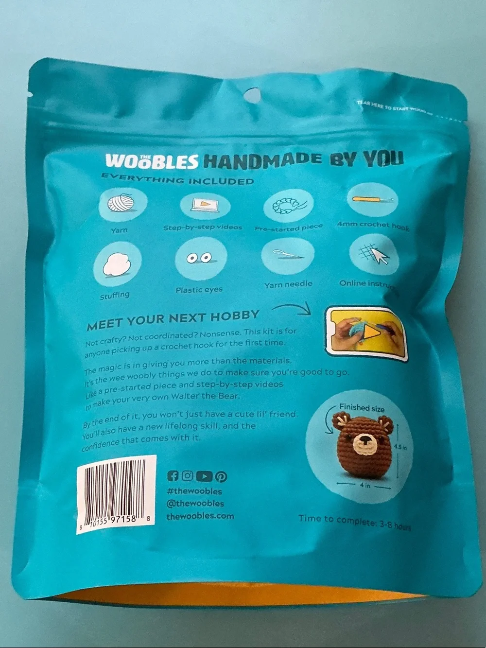 The Woobles Walter The Bear Crochet Kit - Picture 6 of 6